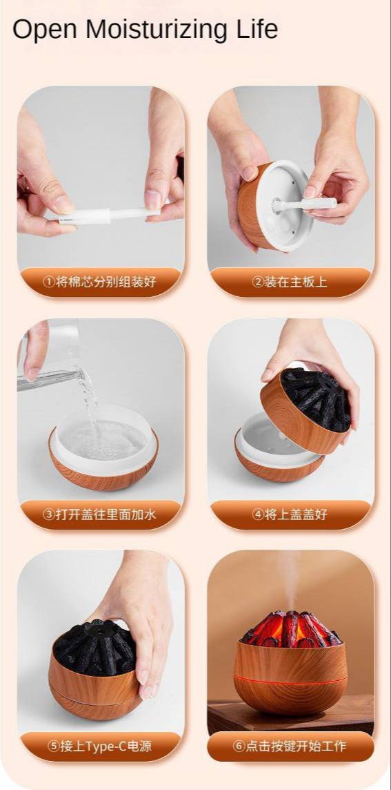 HUMIDIFICADOR DE AROMA EN FORMA DE VOLCAN - Imagen 2